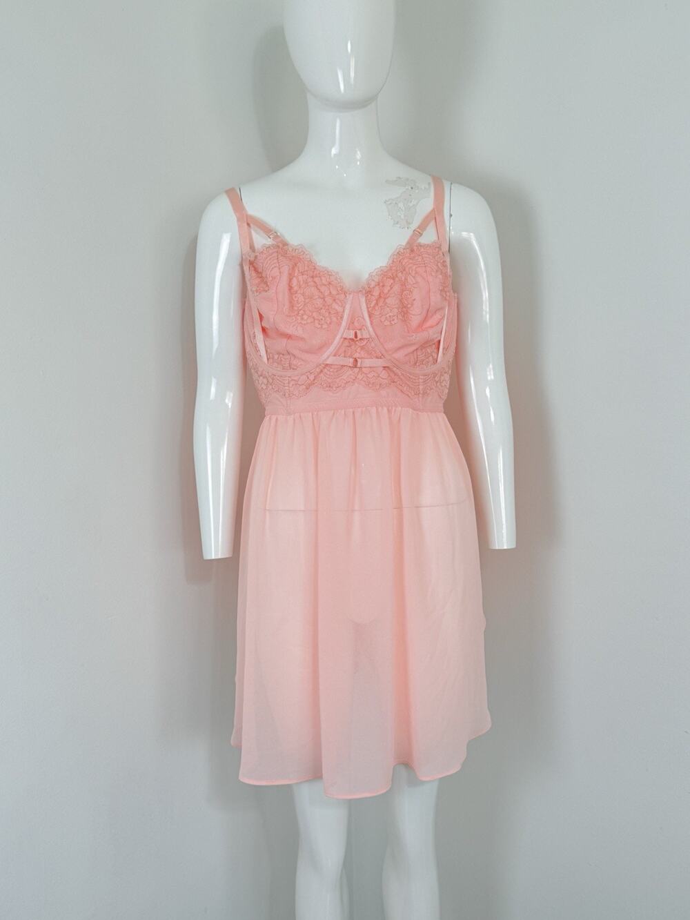 Torrid Babydoll Chemise Women’s Orange Lace Strappy Underwire Coquette Size 4X